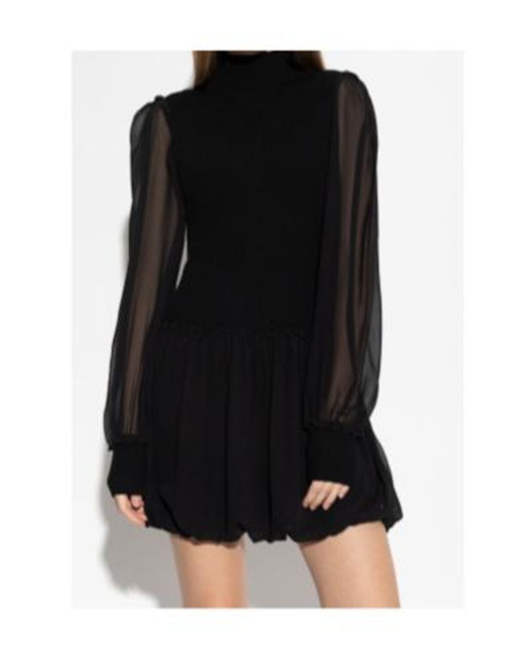FRAME Black The Sheer Sleeve Dress