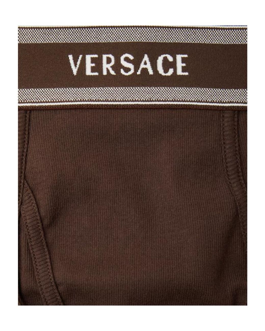 Versace Brown Ribbed Jersey Briefs for men