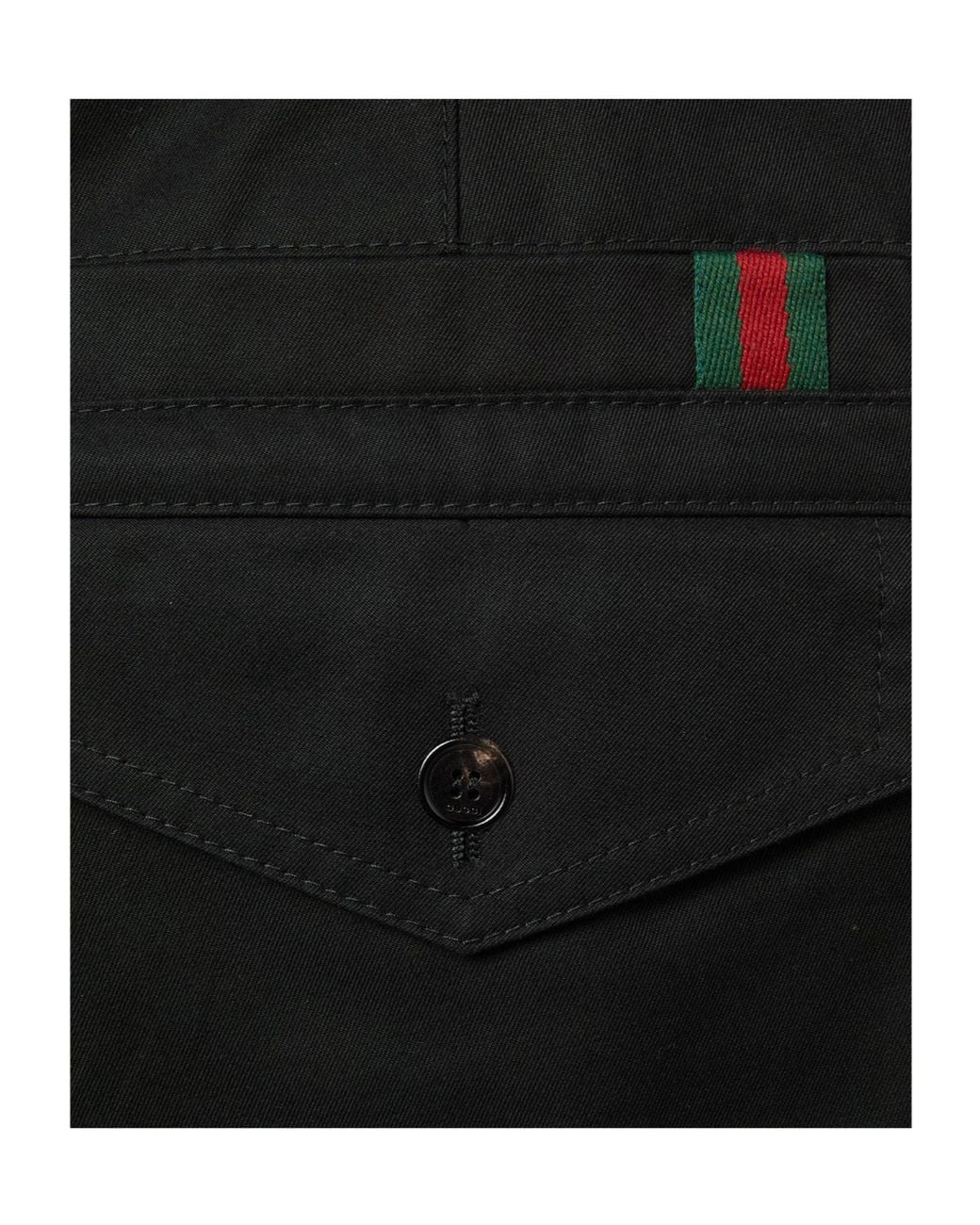 Gucci Black Web Detailed Twill Pants for men