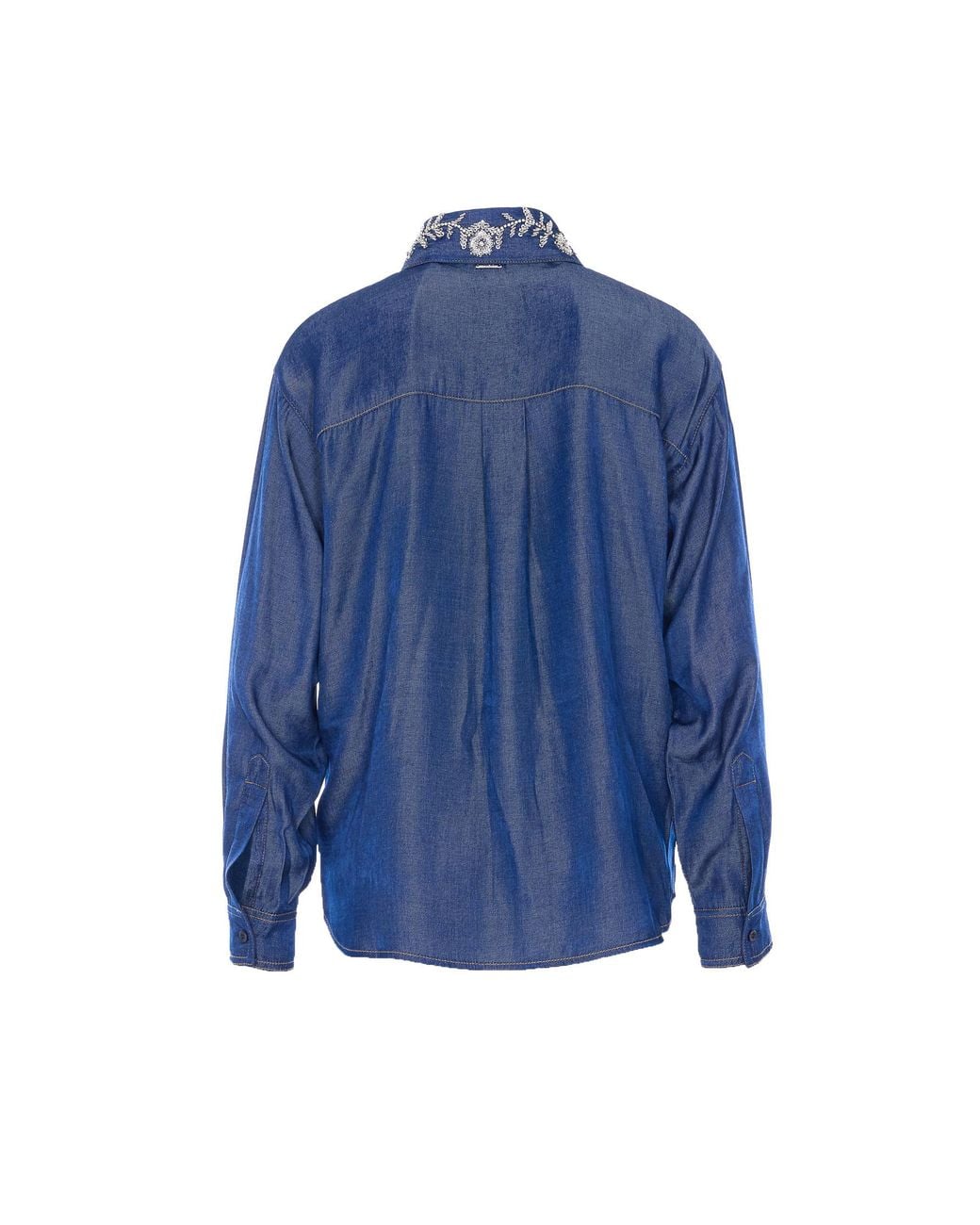 Liu Jo Blue Embellished Collar Shirt