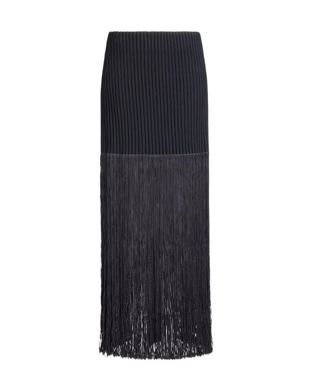 Alaïa Black Fringed Maxi Skirt