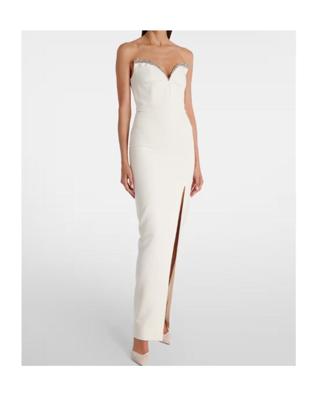 Roland Mouret White Embellished Strapless Crêpe Gown
