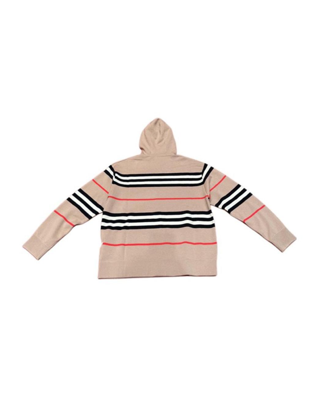Burberry White Icon Stripe Wool Cashmere Blend Hoodie for men
