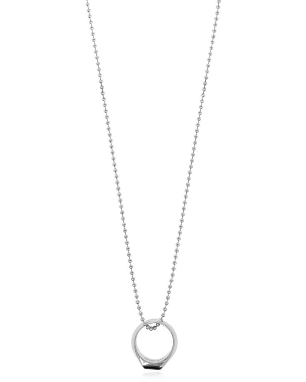 DSquared² White Logo-Engraved Ring-Pendant Necklace for men