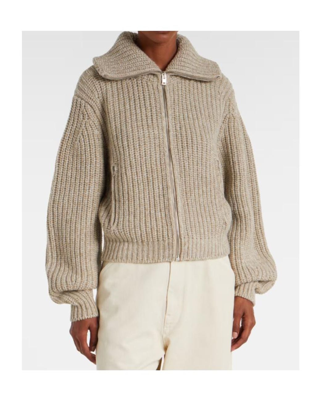 Lemaire Natural Ribbed-Knit Alpaca And Yak Wool Cardigan
