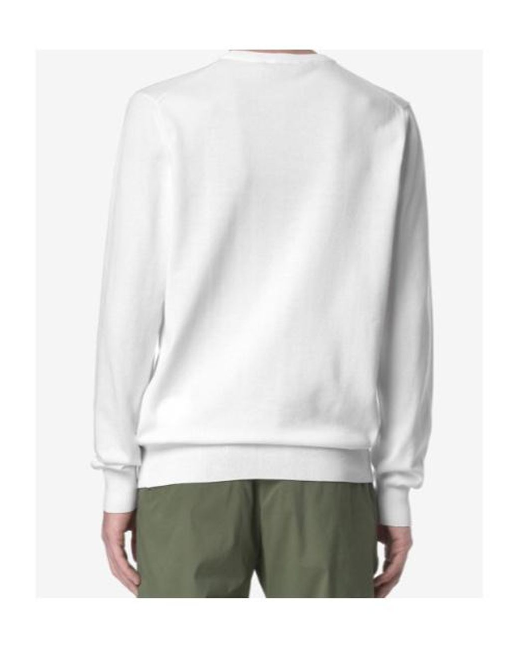 K-Way White Long-Sleeved Crewneck Jumper for men