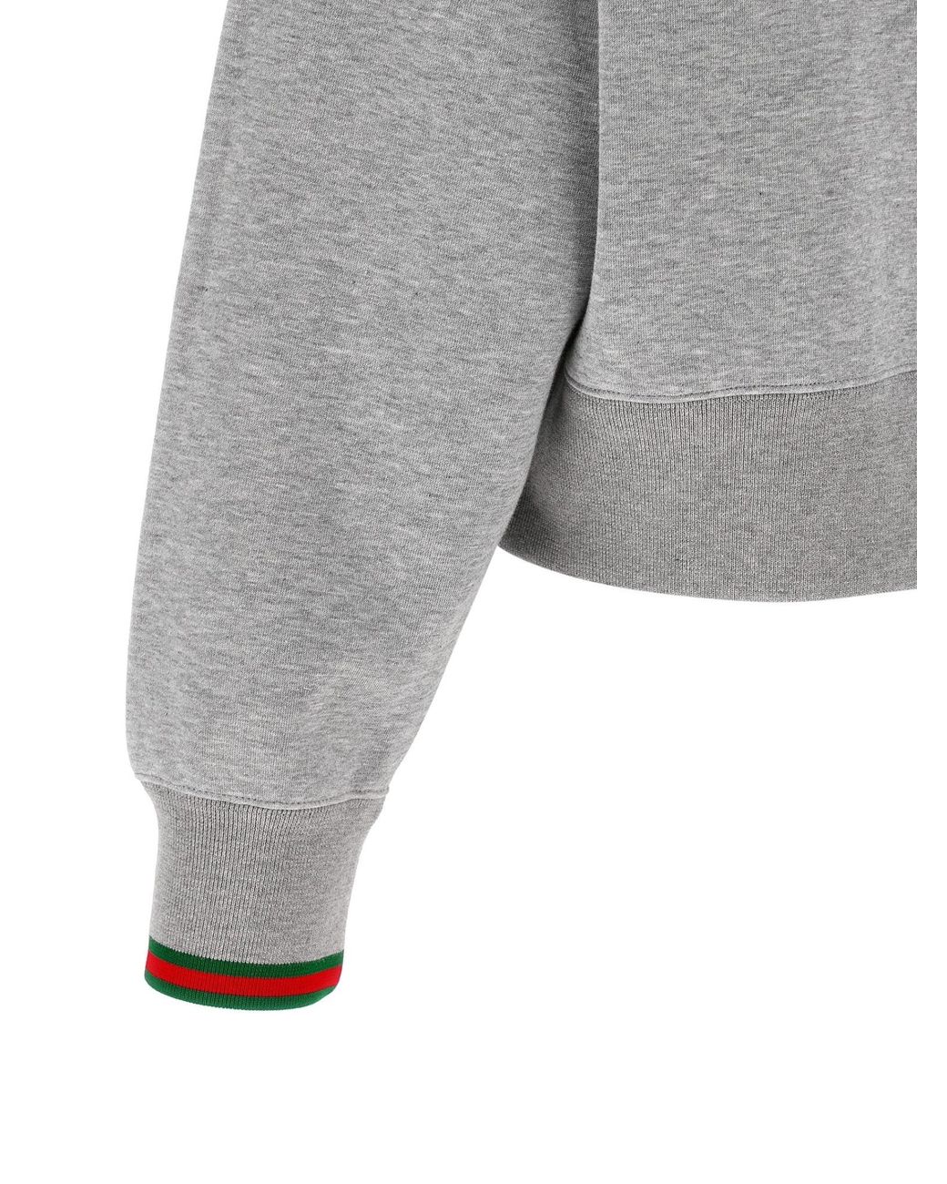 Gucci Gray Web Jersey V-Neck Sweatshirt
