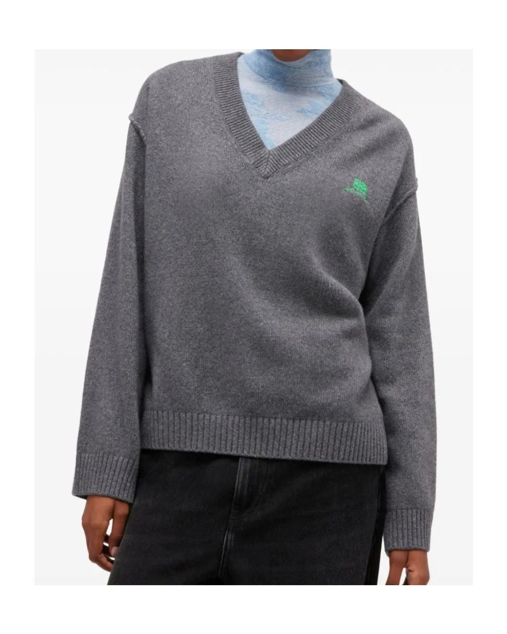 Ganni Gray V-Neck Jumper