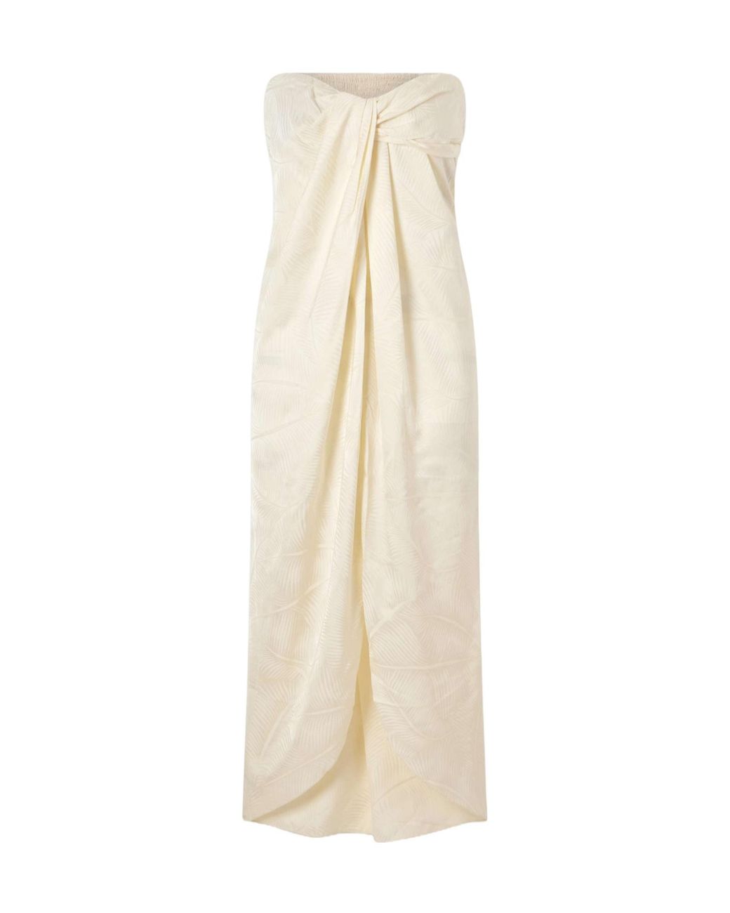 Johanna Ortiz Natural Knotted Satin-Jacquard Top