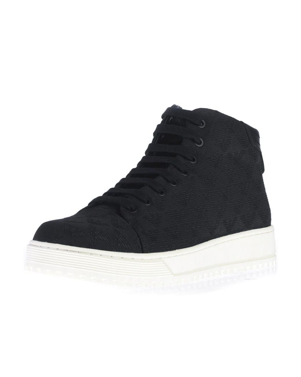 Emporio Armani Black Logo Lace-Up Sneakers for men