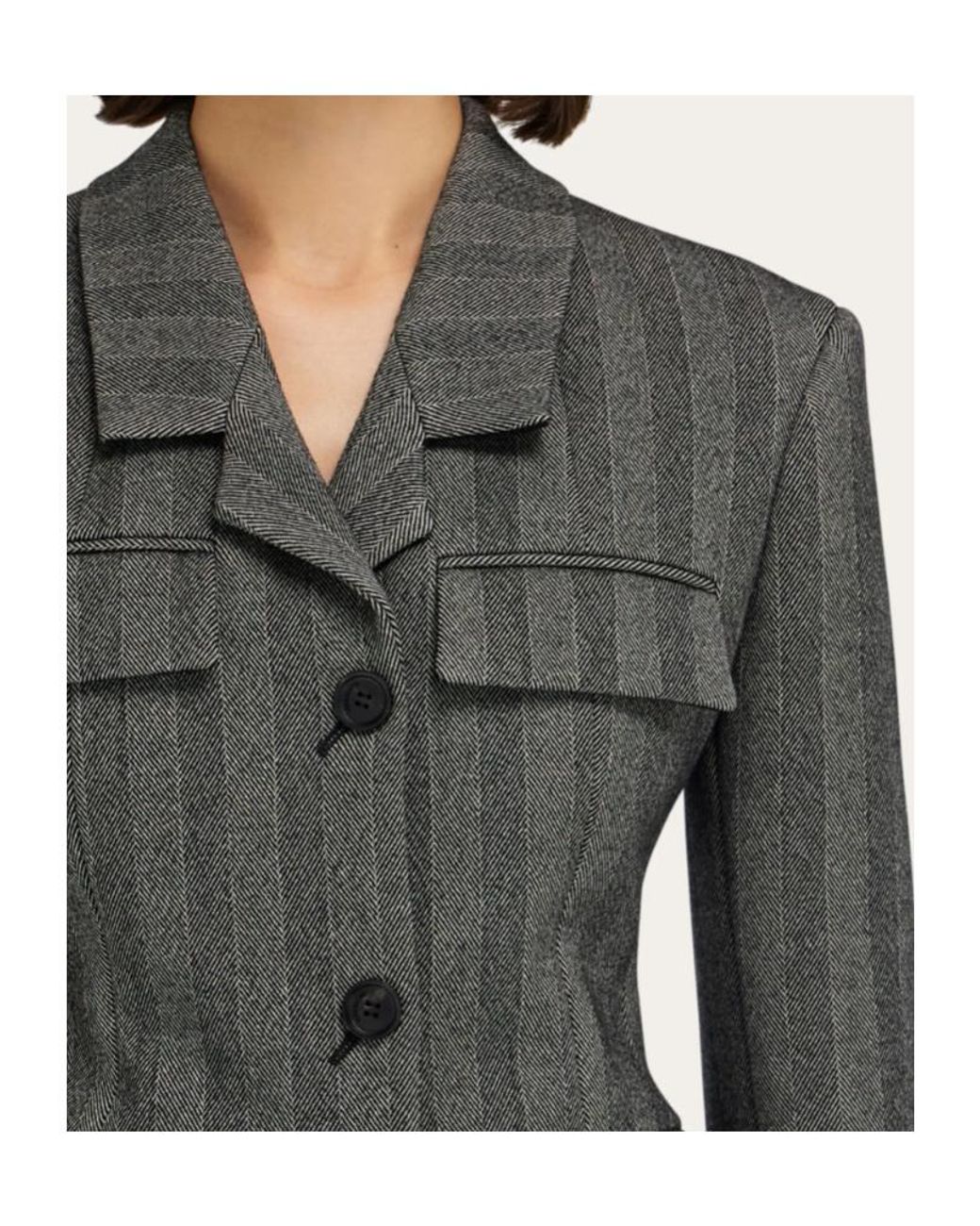 Ferragamo Black Ferragamo Chevron Single-Breasted Blazer