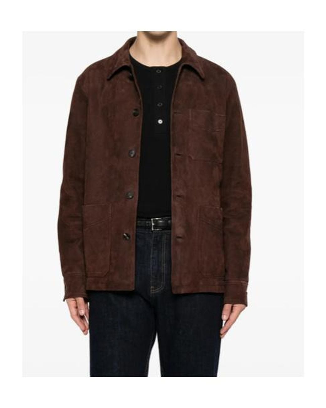 Tagliatore Brown Long-Sleeved Shirt Jacket for men