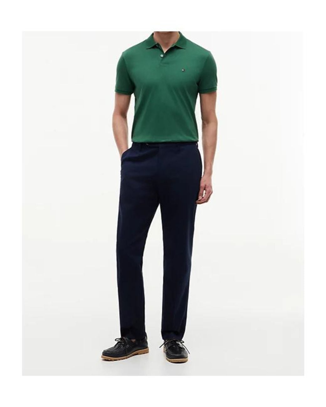 Tommy Hilfiger Green Regular Fit Fluid Cotton Polo Shirt for men
