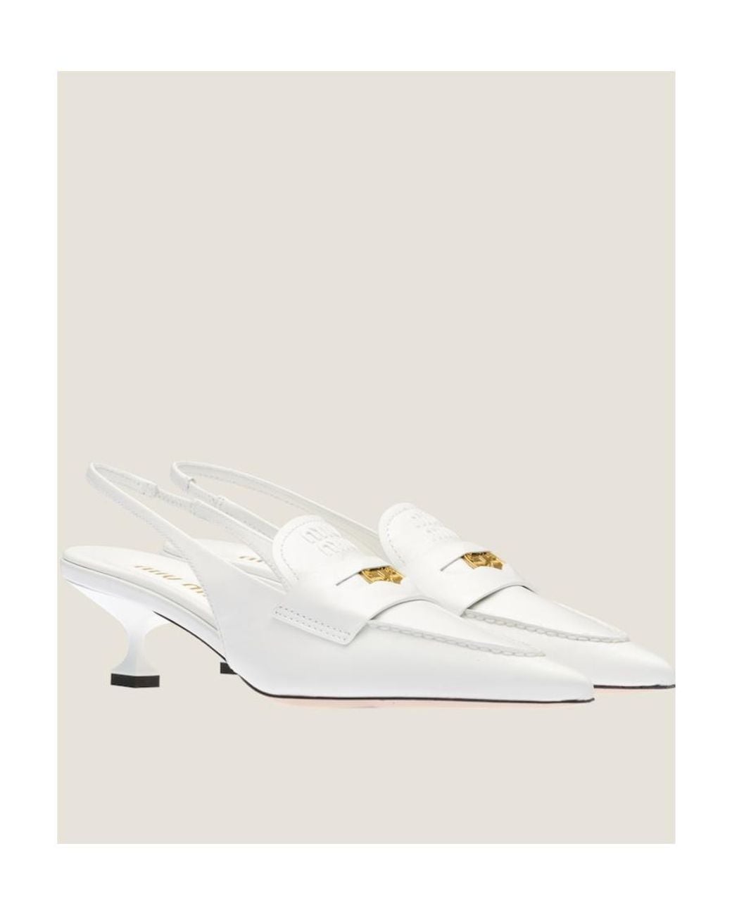 Miu Miu White Logo High Heels