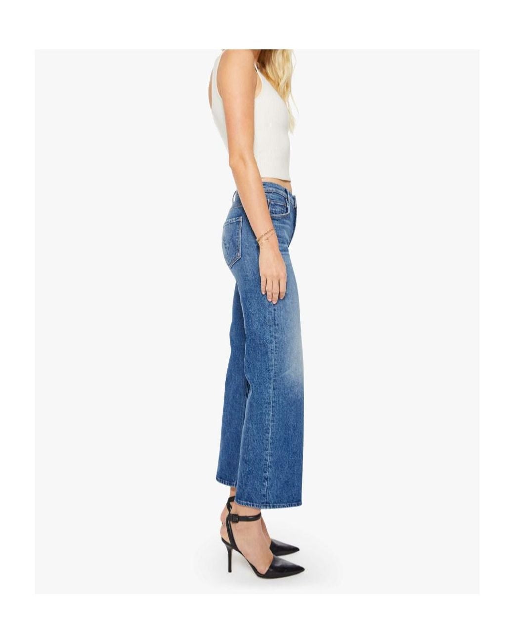Mother Blue The Mid Rise Maven Flood Wide-Leg Jeans