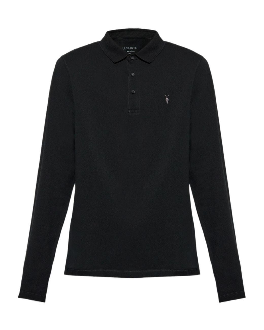 AllSaints Black Classic Long Sleeve Polo Shirt for men