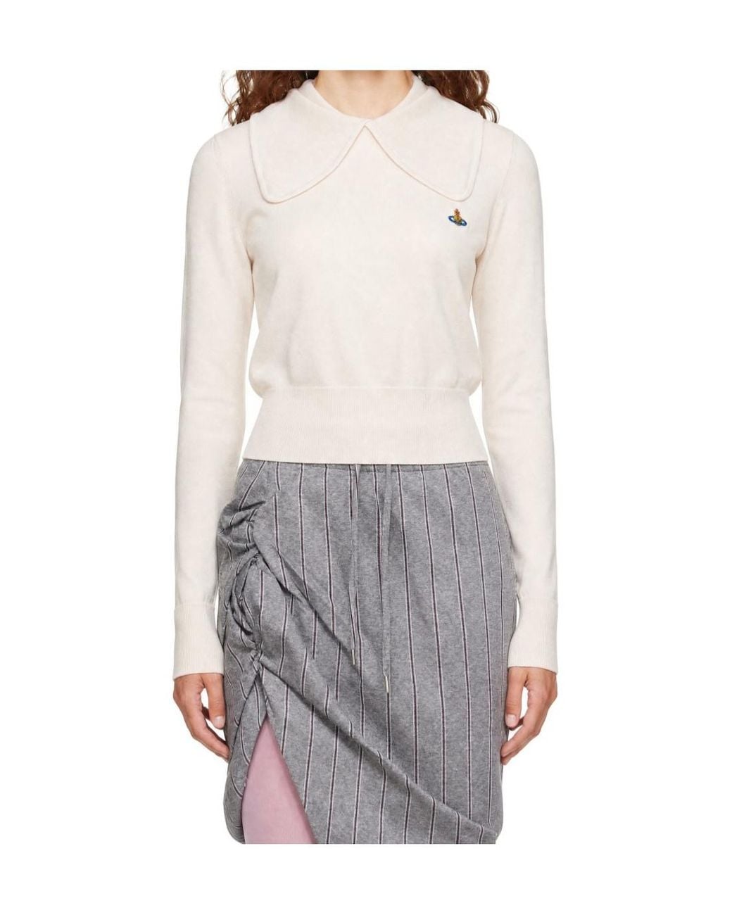 Vivienne Westwood White Bea Collared Sweater