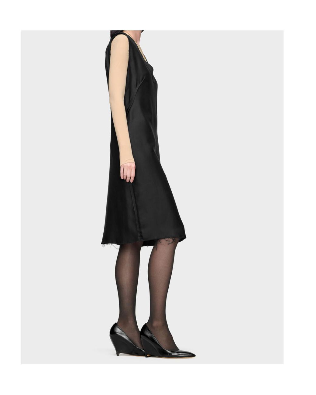 Maison Margiela Black V-Neck Midi Dress