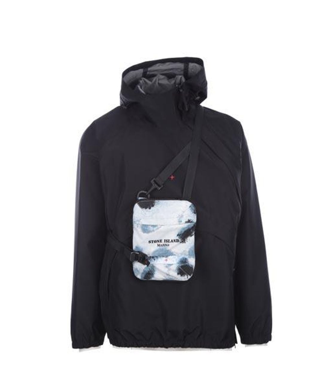 Stone Island Blue Marina Hooded Windbreaker for men