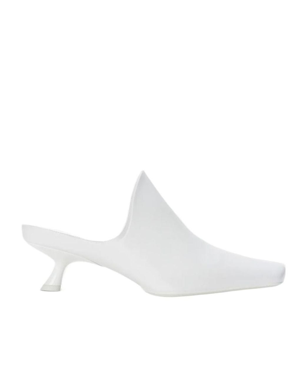 Loewe White Emily 45 Pointed-Toe Mules