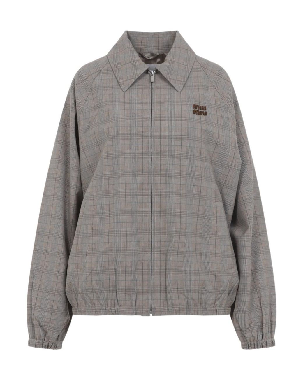 Miu Miu Gray Prince Of Wales Checked Blouson Jacket