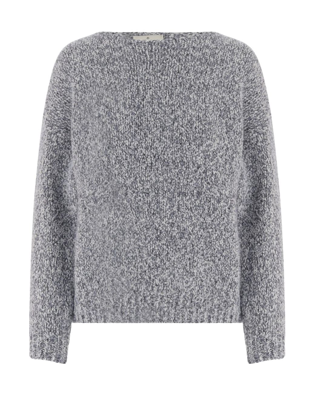 Bruno Manetti Gray Mélange Crew Neck Knitted Sweater