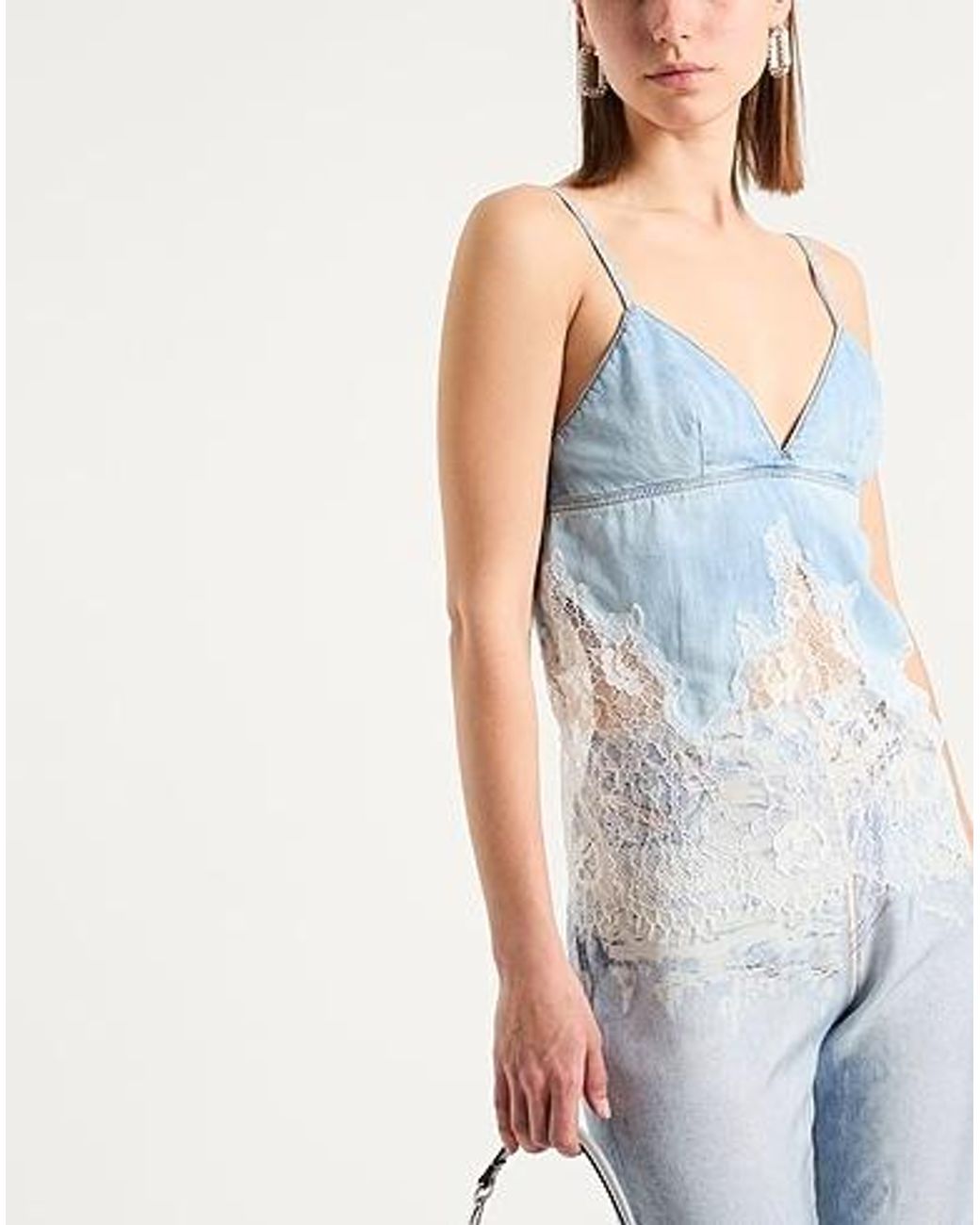 DIESEL Blue Lace Denim Sleeveless Top