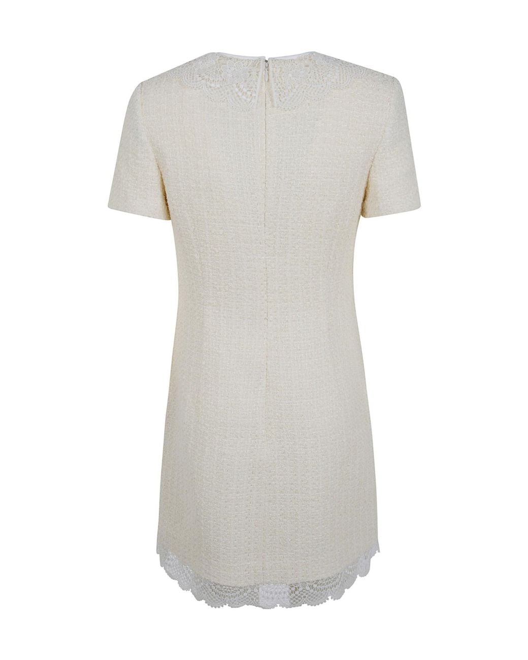 Self-Portrait Gray Lace-Trimmed Bouclé Dress