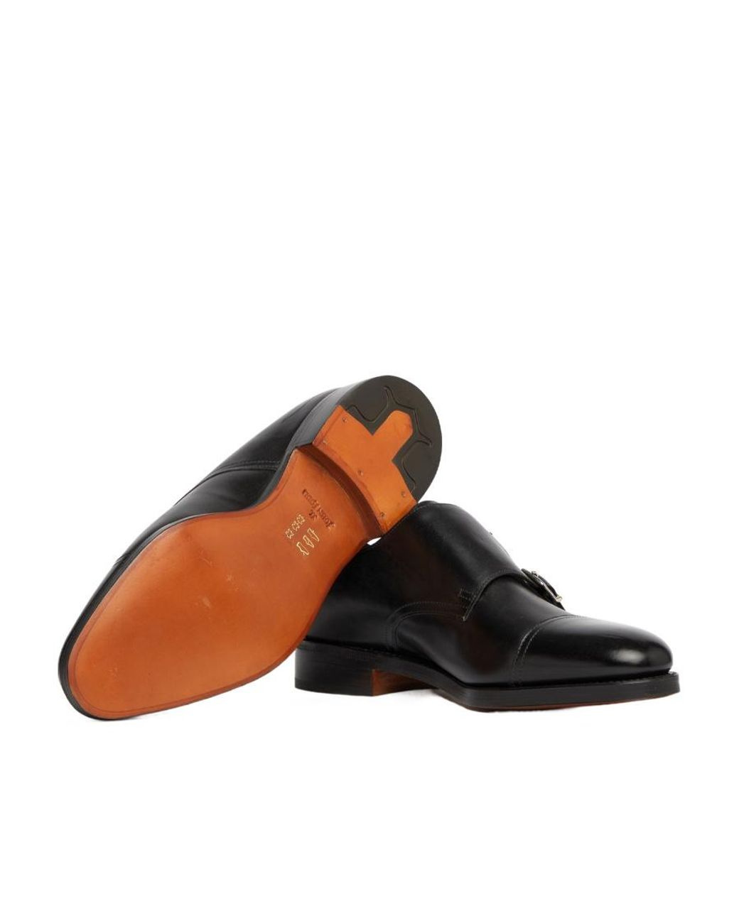 John Lobb Black Double-Buckled Almond Toe Loafers for men