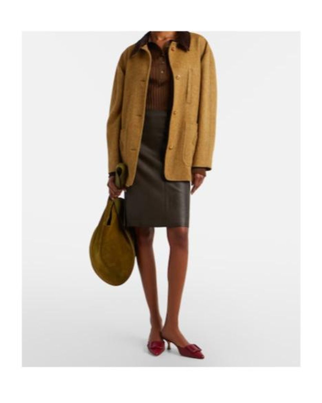 Stouls Brown Gin Leather Midi Skirt