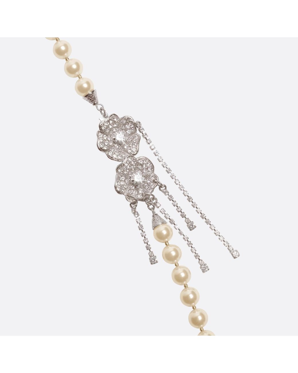 Alessandra Rich White Bijoux Crystal-Pearl Necklace