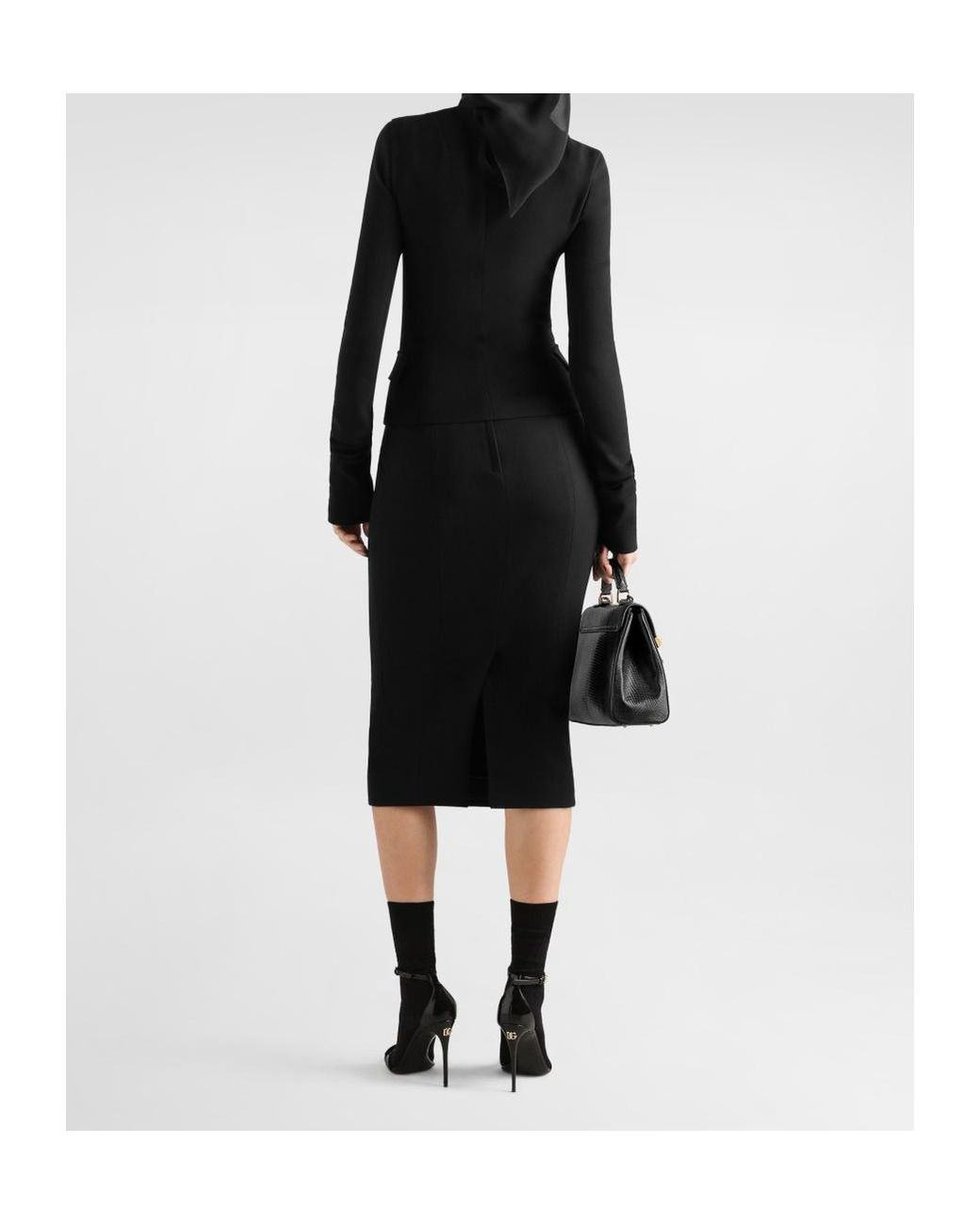 Dolce & Gabbana Black High-Waist Midi Skirt