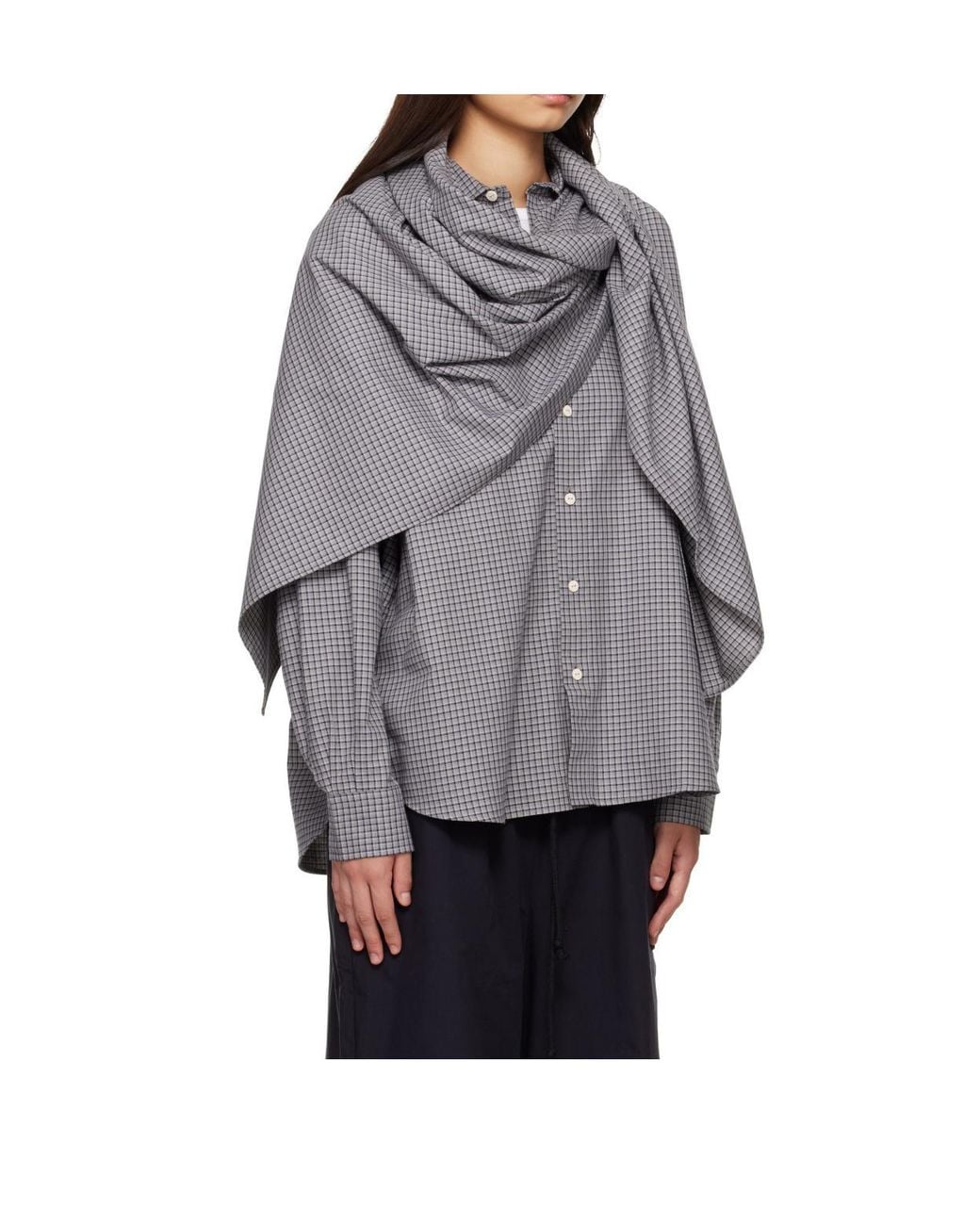 Baserange Gray Plaid Scarf