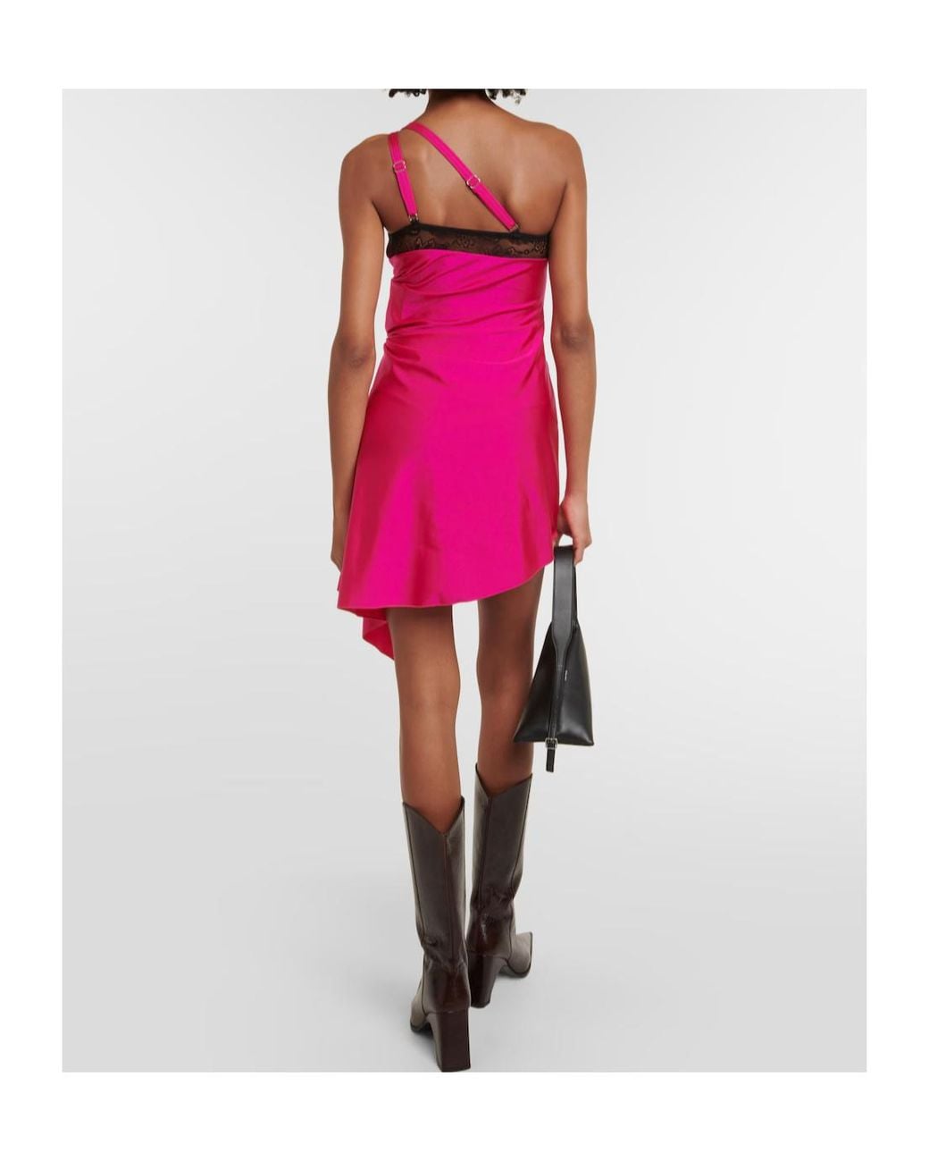 Coperni Pink Asymmetric One-Shoulder Mini Dress