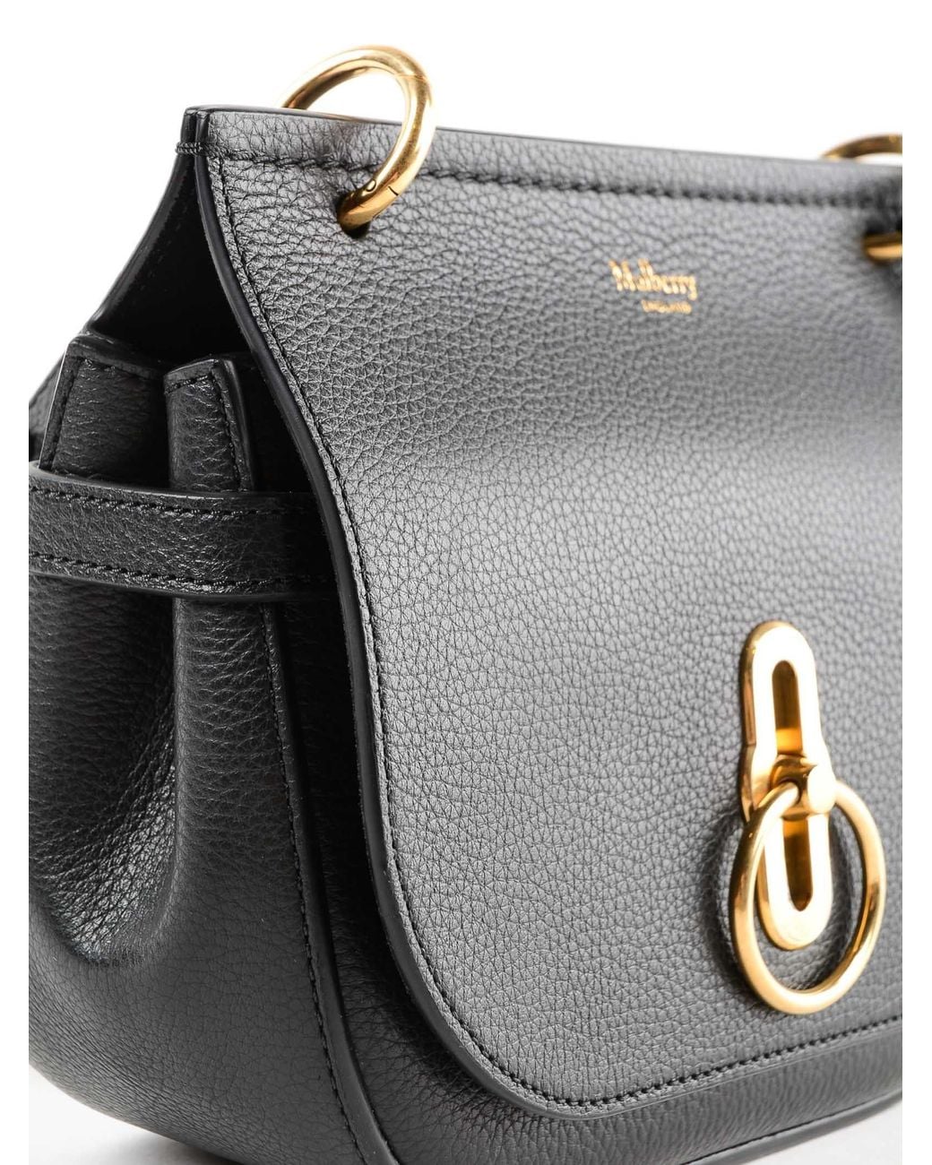 Mulberry Black Amberley Logo Detailed Small Shoulder Bag
