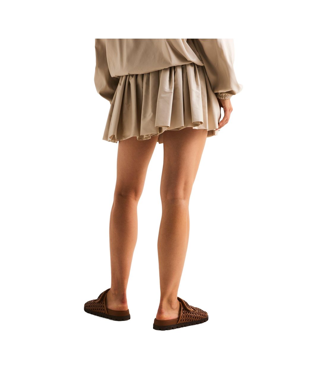 Miu Miu Natural Pleated Mini Skirt