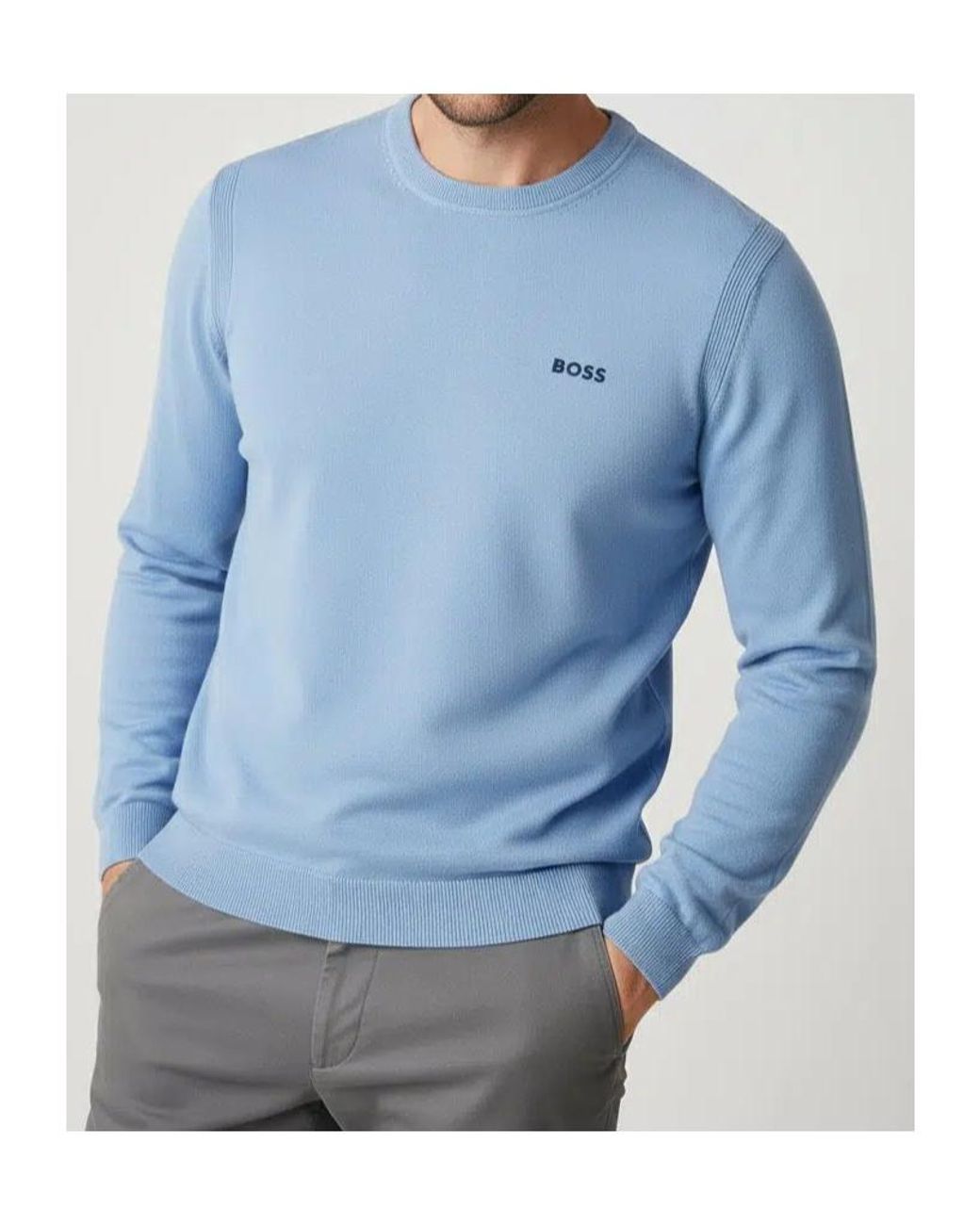 Boss Blue Ever X Ribbed Crew-Neck Jumper for men