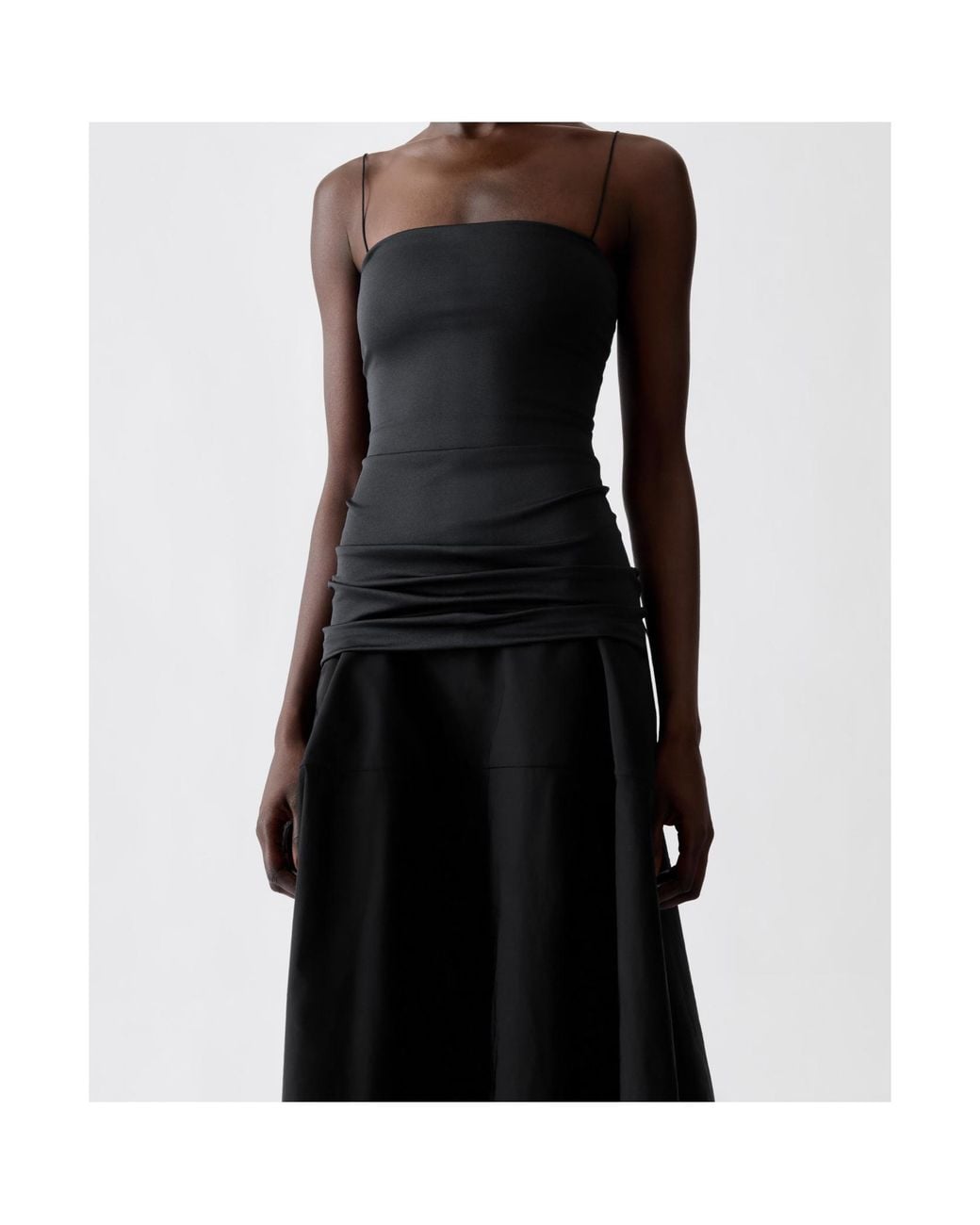 Jacquemus Black Draped Waist Midi Dress