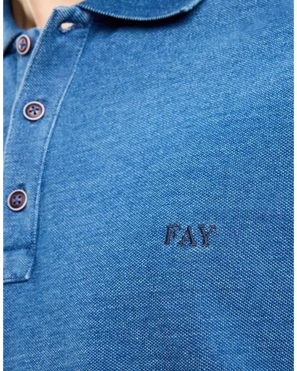 Fay Blue Short Sleeve Polo Shirt for men