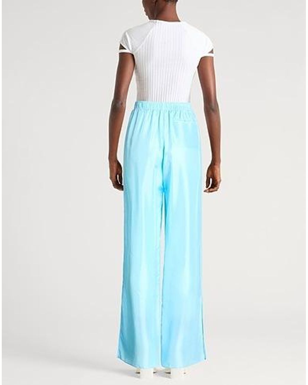 MM6 by Maison Margiela Blue Satin Casual Pants