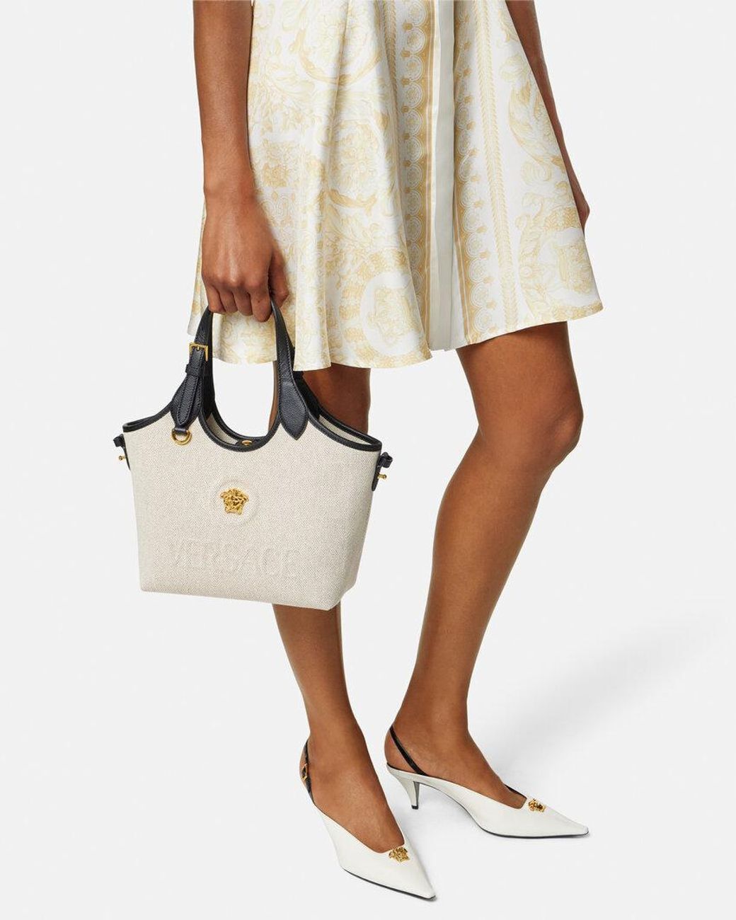 Versace White La Medusa Mini Tote Bag