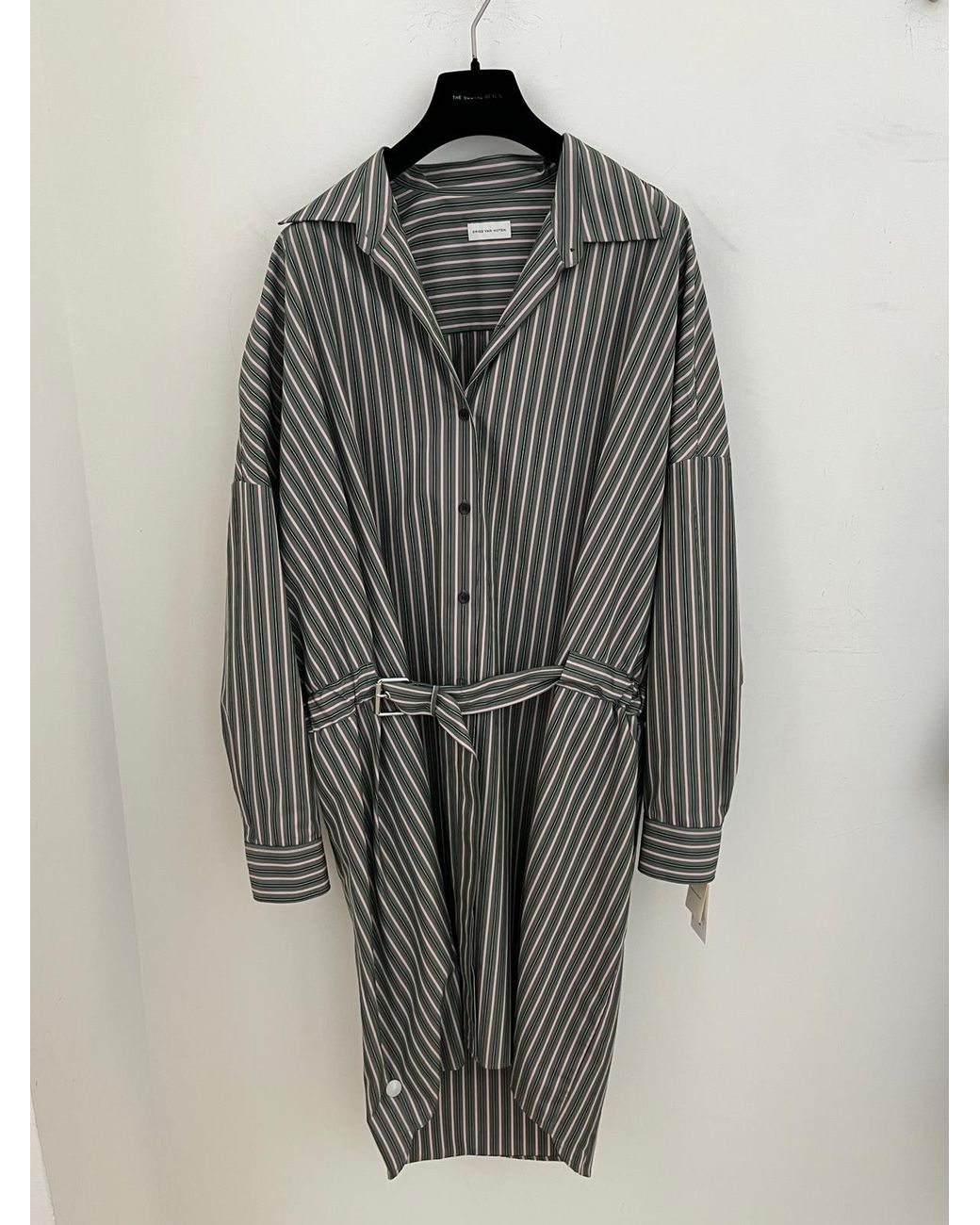 Dries Van Noten Gray Striped Dress