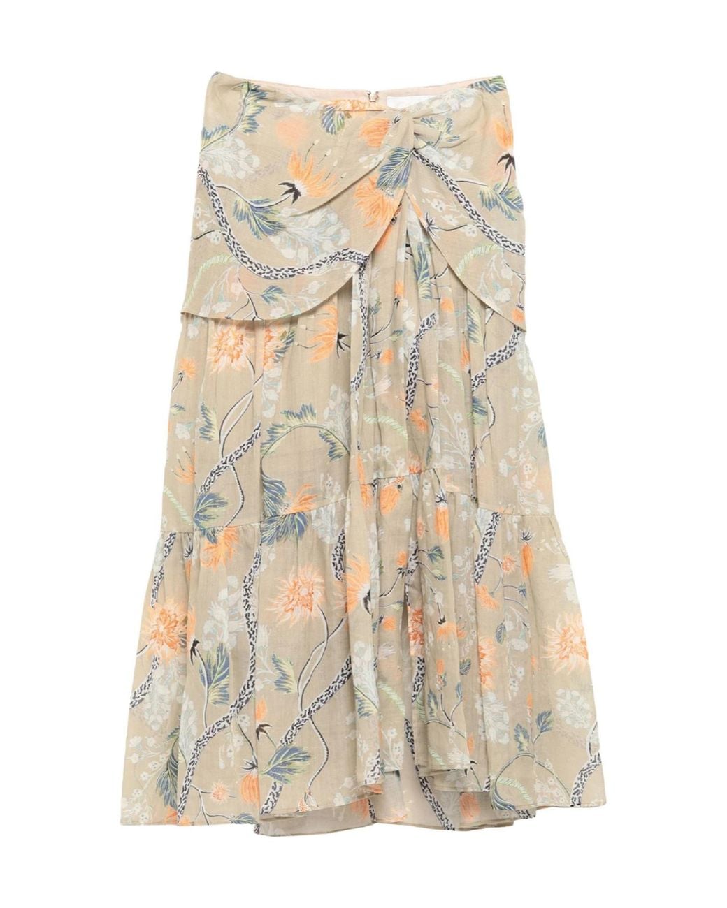 Chloé Natural Printed Midi Skirt