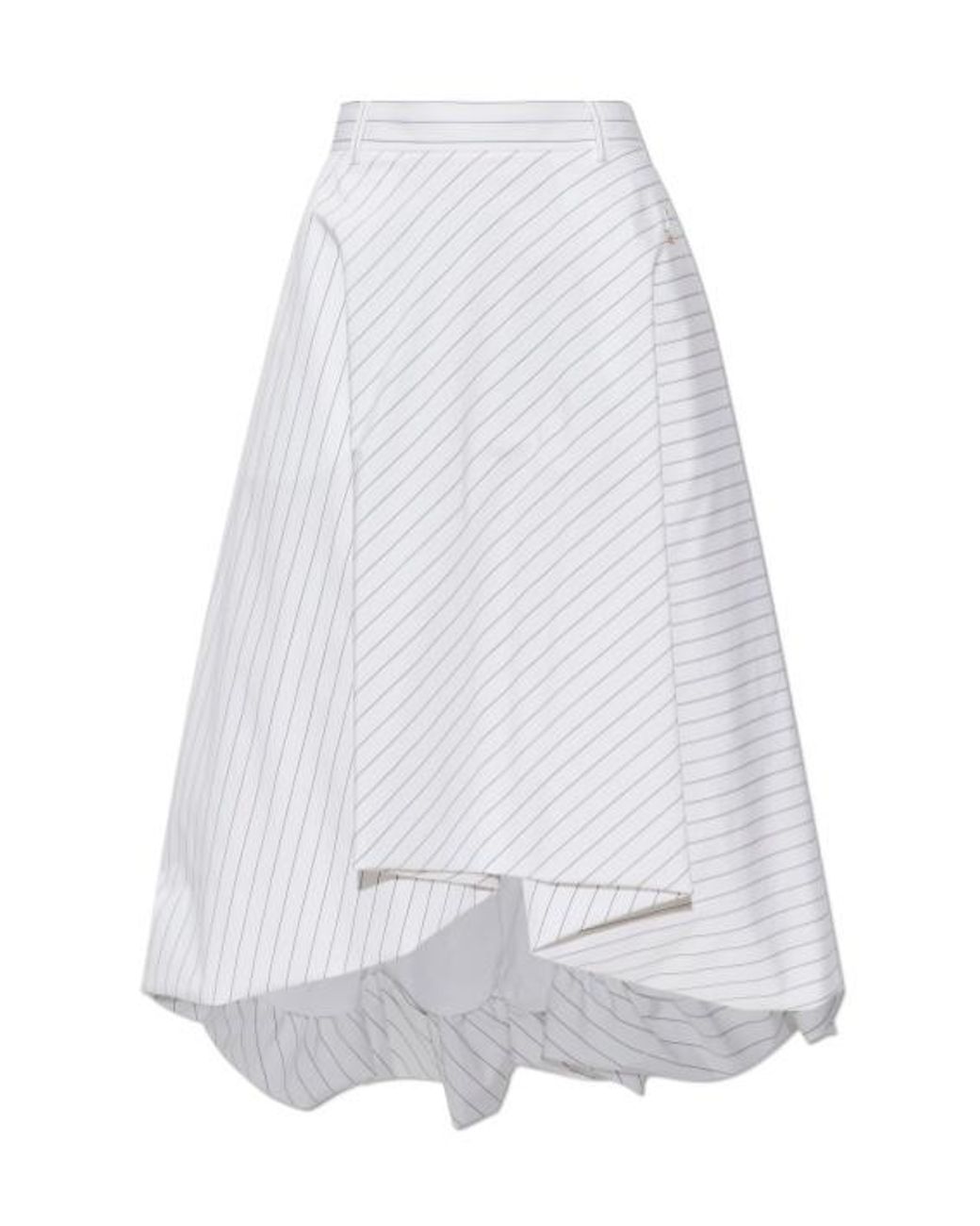 Moschino White Asymmetric Striped Midi Skirt