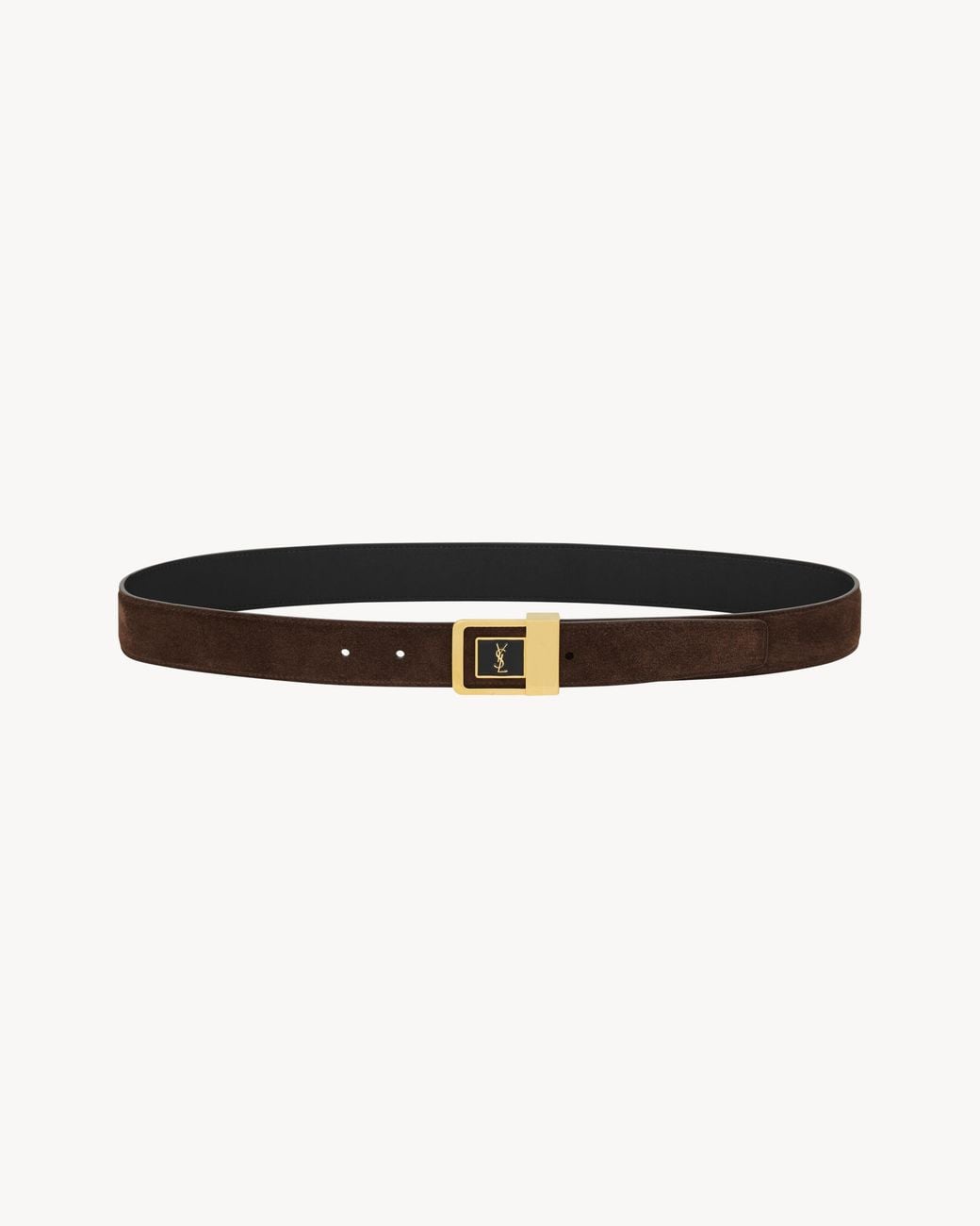 Saint Laurent White La 66 Suede Buckle Belt