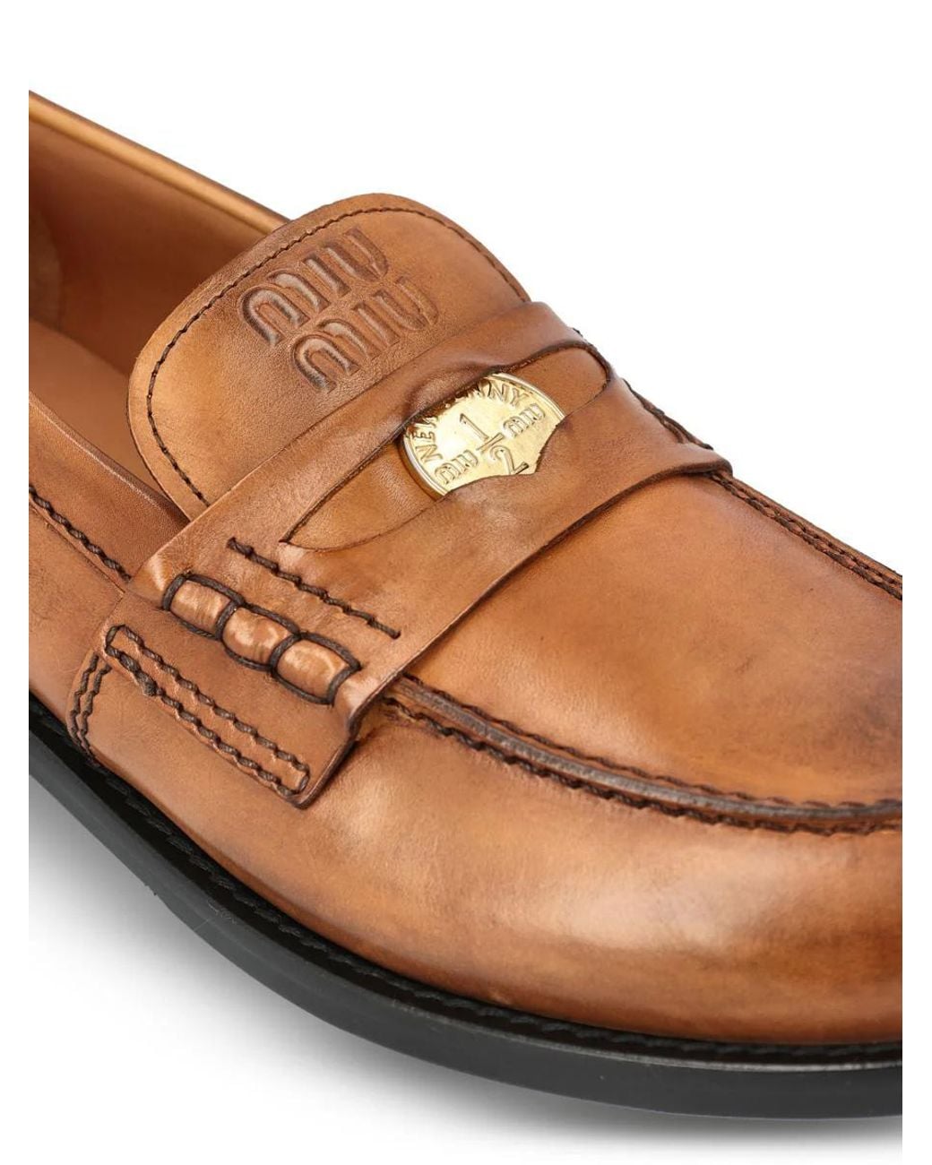 Miu Miu Brown Slip-On Penny Loafers