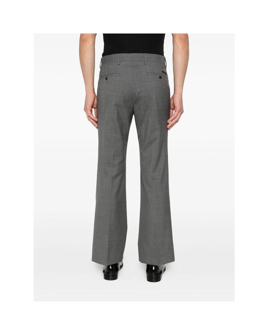 Prada Gray Pleated Tailored Pants for men