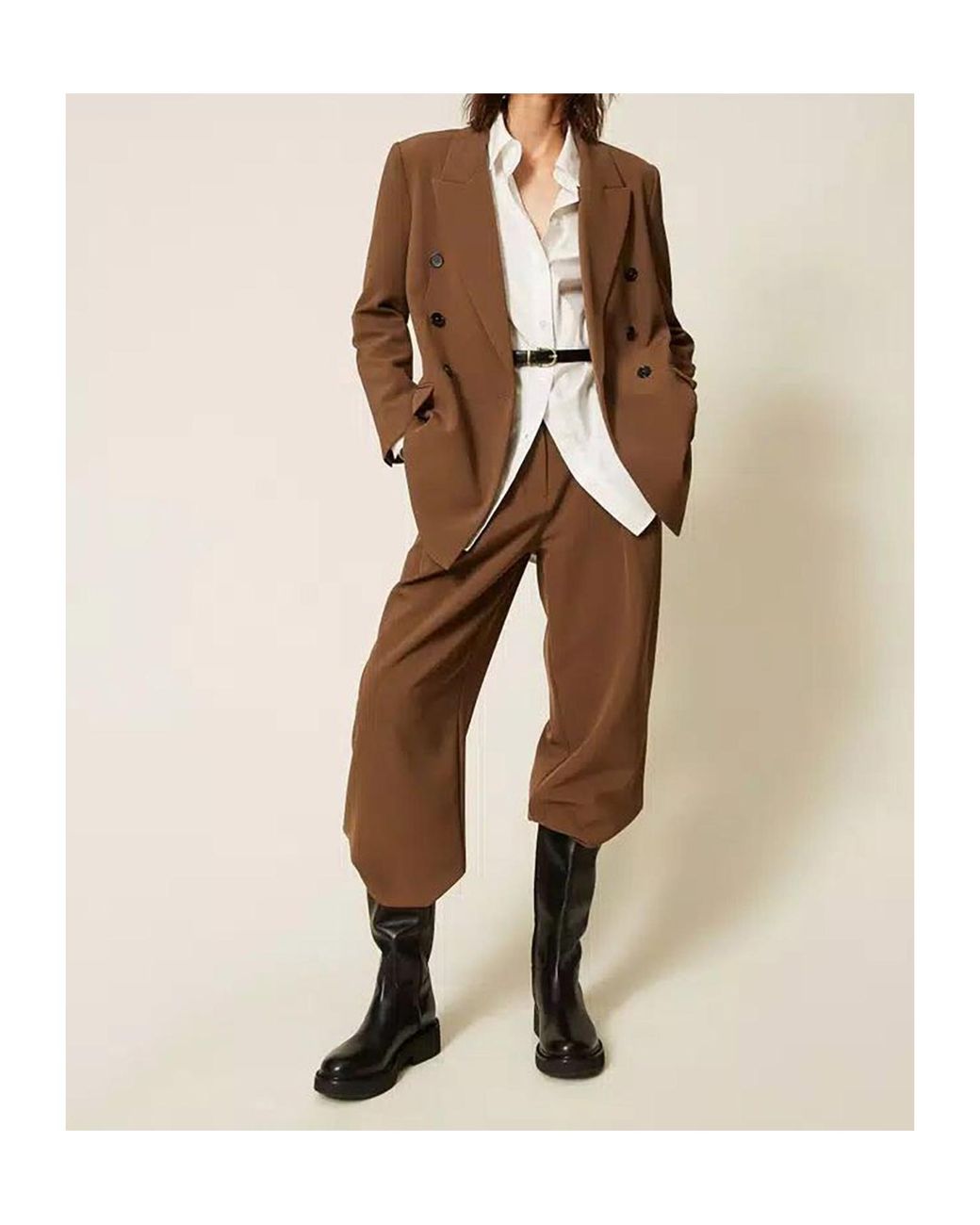 Twinset White Belted Poplin Shirt