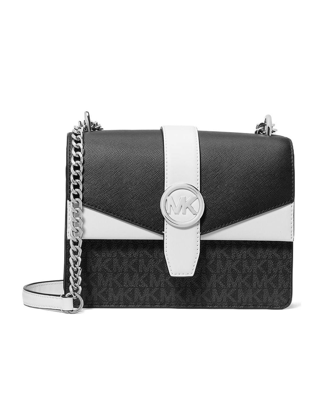 Michael Kors Black Greenwich Small Color-Block Signature Logo Crossbody Bag