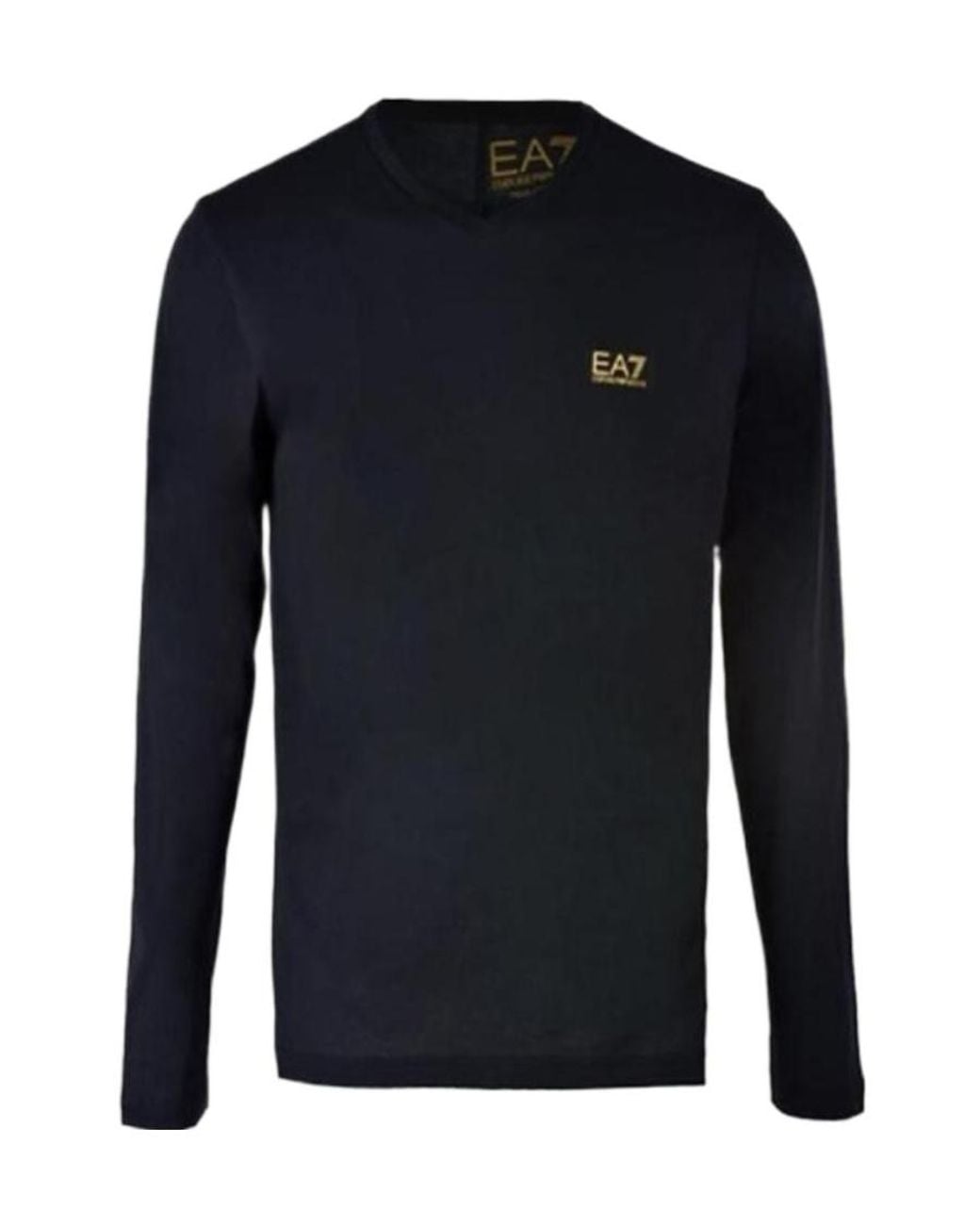 EA7 Blue Logo Long-Sleeved T-Shirt for men